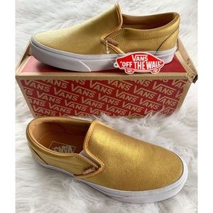 Metallic gold classic slip on Vans